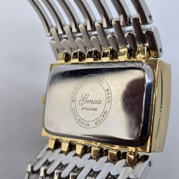 Geneva Watch Women 40MM Gold Dial Gold Gray Tone Bracelet Band 7.5" New Battery - Picture 8 of 15